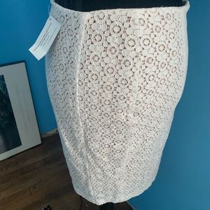 Fashion star white lace pencil skirt